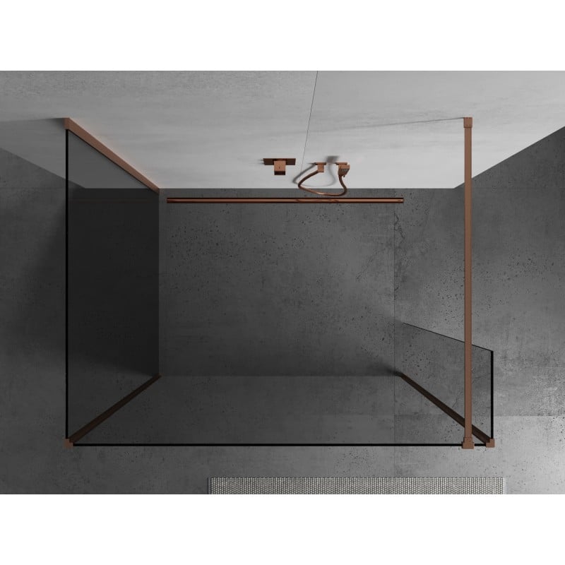 Mexen Kioto perete de duș Walk-in 135 x 90 x 30 cm, transparent, cupru periat - 800-135-090-221-65-00-030