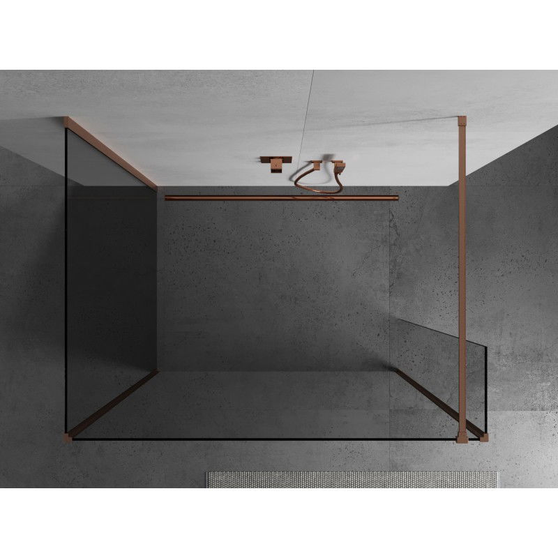 Mexen Kioto perete de duș Walk-in 135 x 100 x 40 cm, transparent, cupru periat - 800-135-100-221-65-00-040