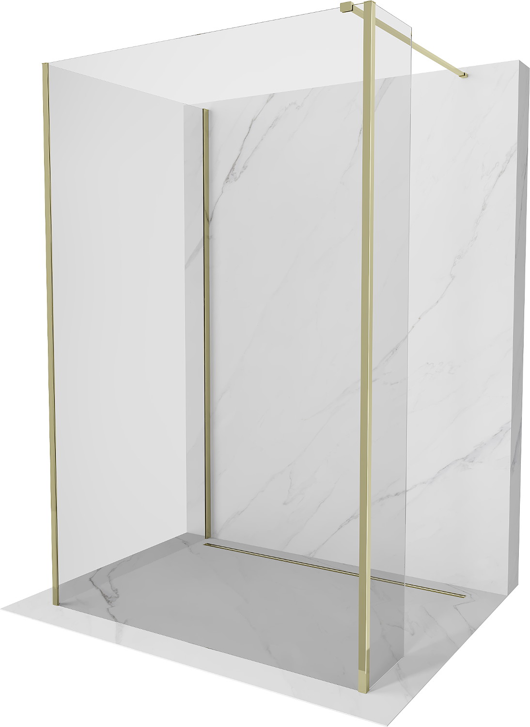 Mexen Kioto perete de dus Walk-in 90 x 70 x 30 cm, transparent, aurie - 800-090-070-221-50-00-030