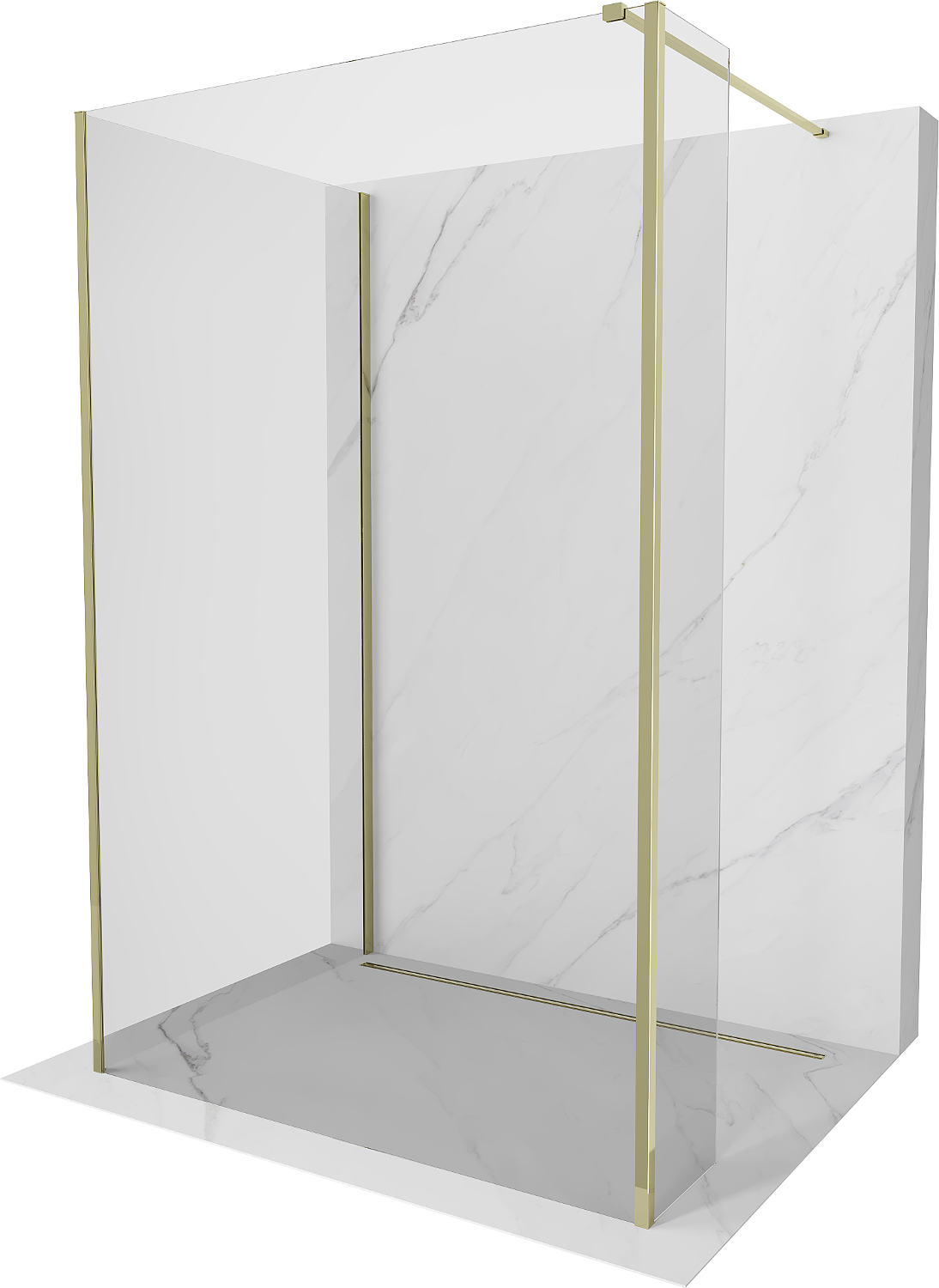 Mexen Kioto paravan de duş Walk-in 120 x 85 x 30 cm, transparent, auriu - 800-120-085-221-50-00-030