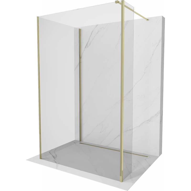 Mexen Kioto perete duș Walk-in 90 x 90 x 30 cm, transparent, aurie - 800-090-090-221-50-00-030