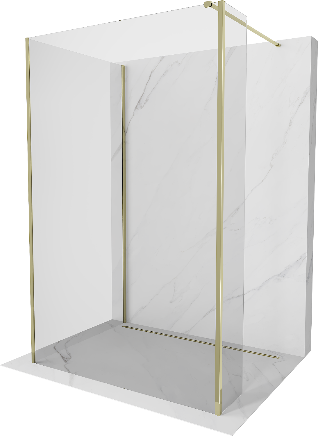 Mexen Kioto perete duș Walk-in 90 x 90 x 30 cm, transparent, aurie - 800-090-090-221-50-00-030