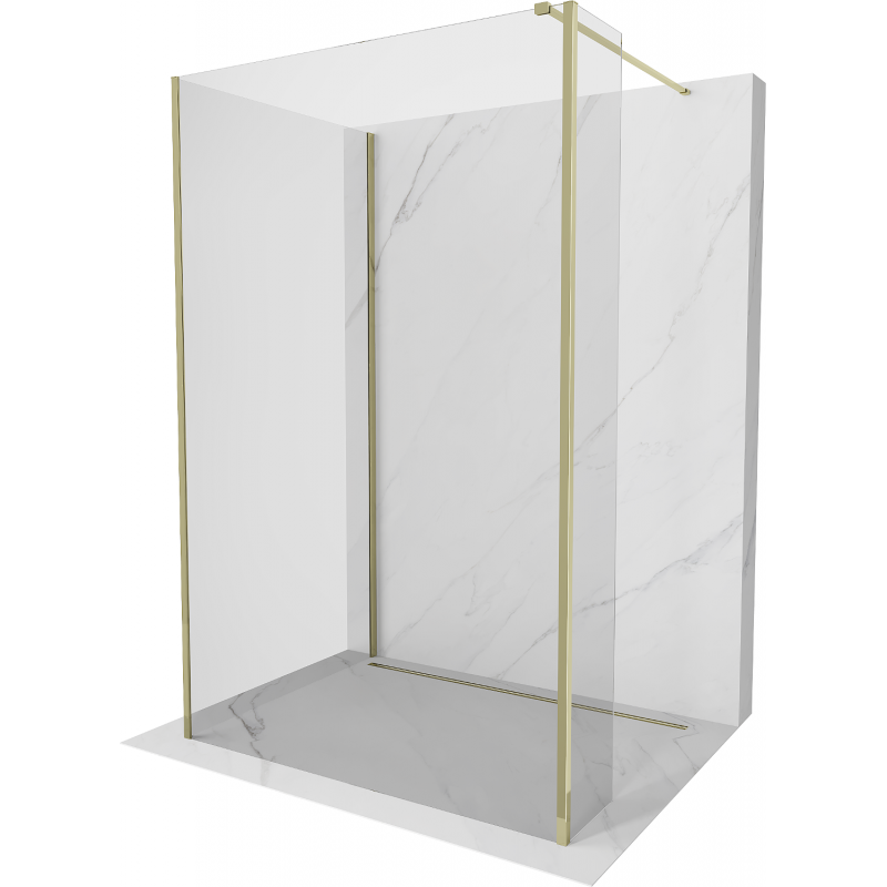 Mexen Kioto perete de duș Walk-in 120 x 105 x 30 cm, transparent, auriu - 800-120-105-221-50-00-030