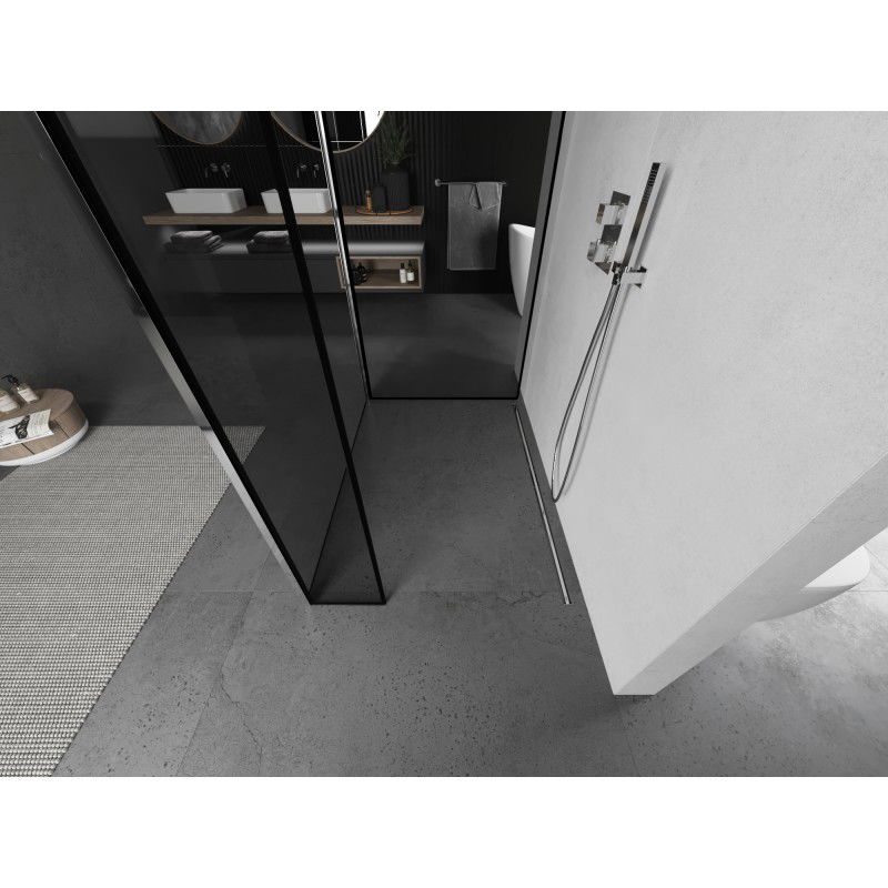 Mexen Kioto zuhanyfal Walk-in 140 x 100 x 30 cm, fekete keret, króm - 800-140-100-221-01-70-030