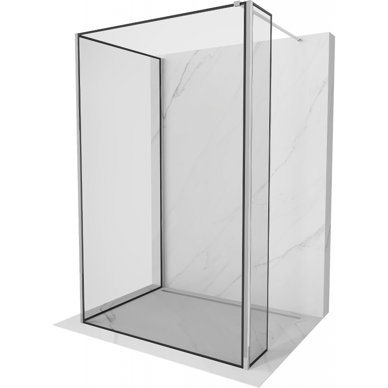 Mexen Kioto panou de duș Walk-in 140 x 80 x 40 cm, model negru, crom - 800-140-080-221-01-70-040