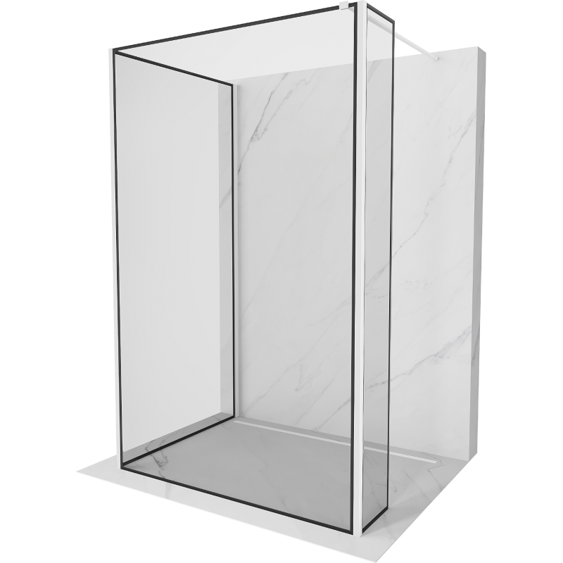 Mexen Kioto perete de duș Walk-in 140 x 100 x 40 cm, model negru, alb - 800-140-100-221-20-70-040