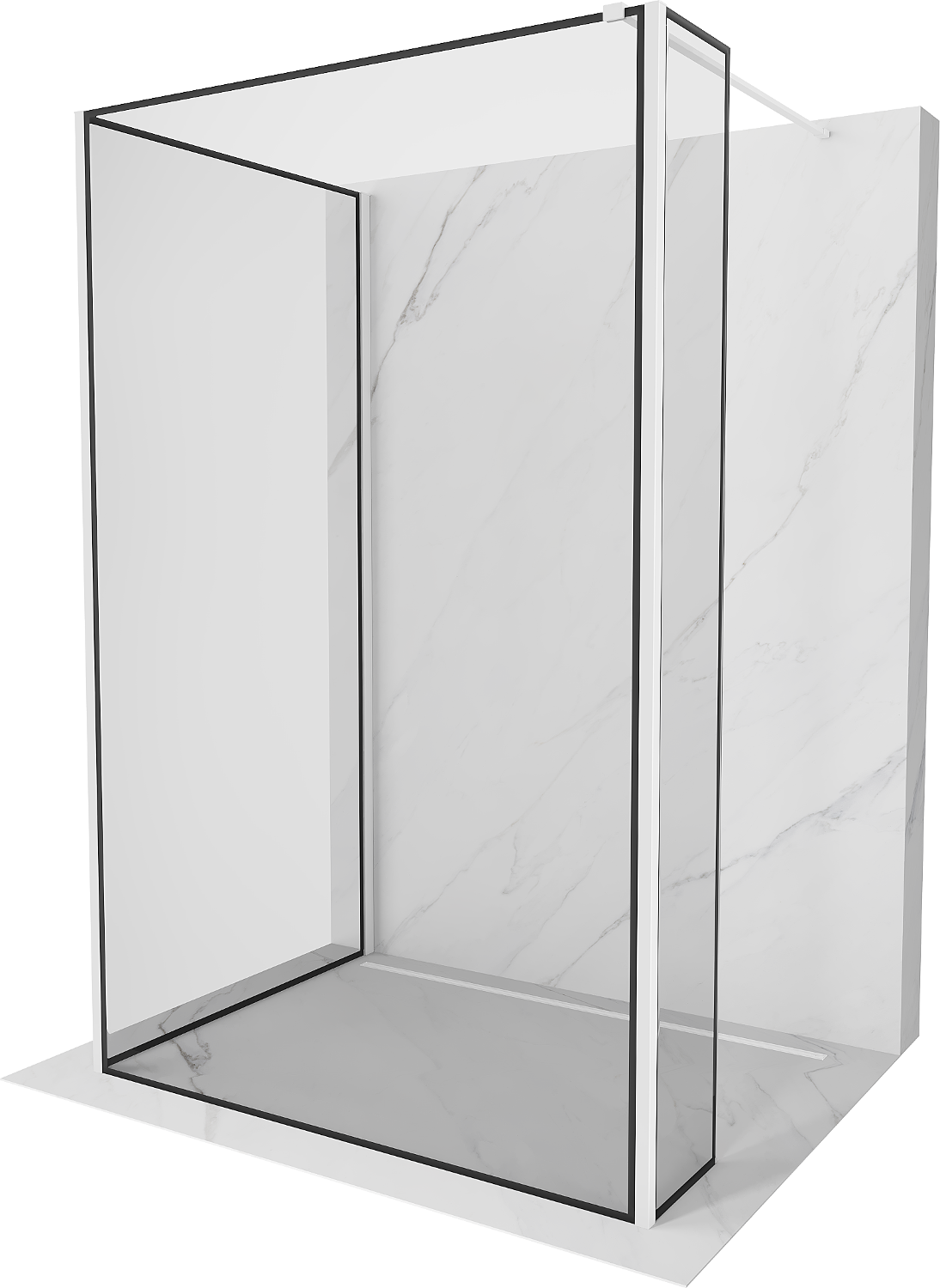 Mexen Kioto perete de duș Walk-in 140 x 100 x 40 cm, model negru, alb - 800-140-100-221-20-70-040