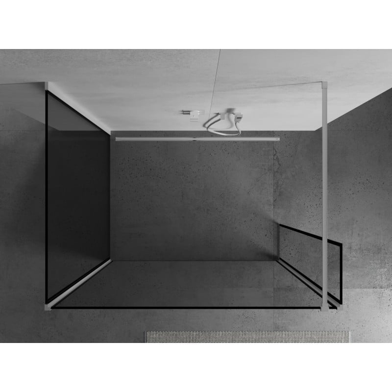 Mexen Kioto panou de duș Walk-in 130 x 110 x 40 cm, cadru negru, alb - 800-130-110-221-20-70-040
