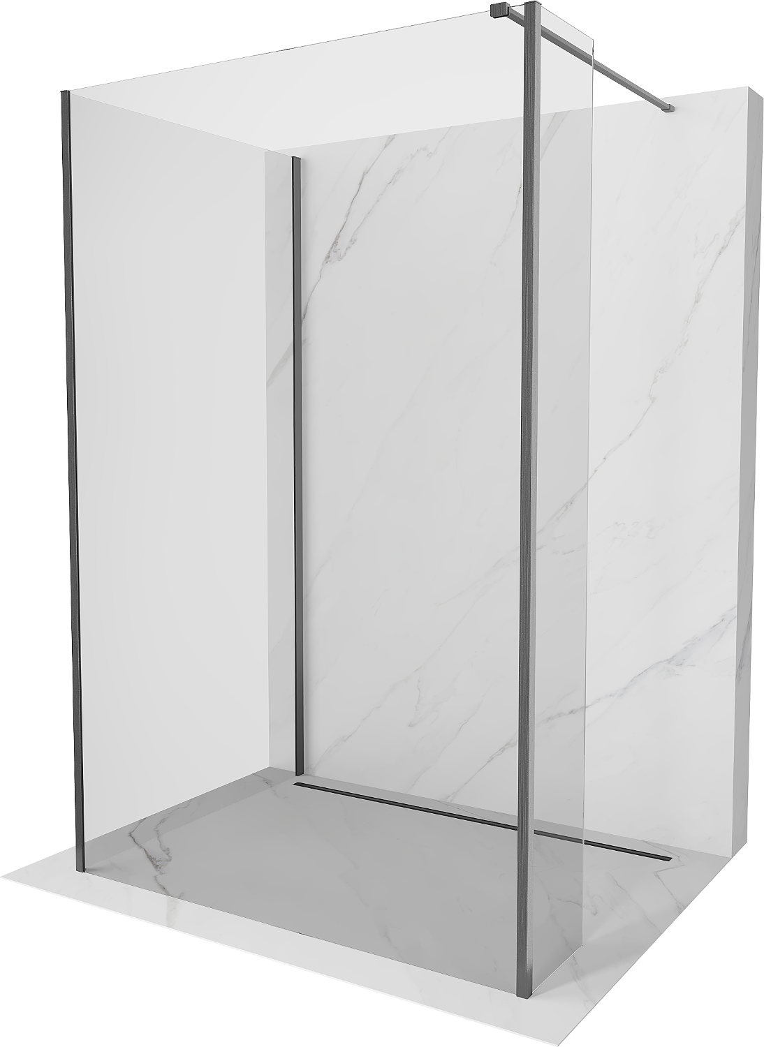 Mexen Kioto perete de duș Walk-in 135 x 70 x 30 cm, transparent, gri armatat - 800-135-070-221-66-00-030