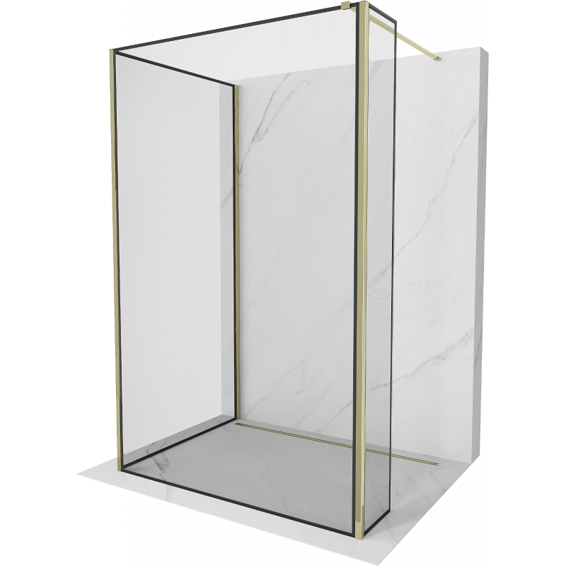 Mexen Kioto perete de dus Walk-in 120 x 120 x 30 cm, model negru, auriu - 800-120-120-221-50-70-030