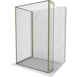 Mexen Kioto perete de duş Walk-in 100 x 80 x 40 cm, model negru, auriu - 800-100-080-221-50-70-040