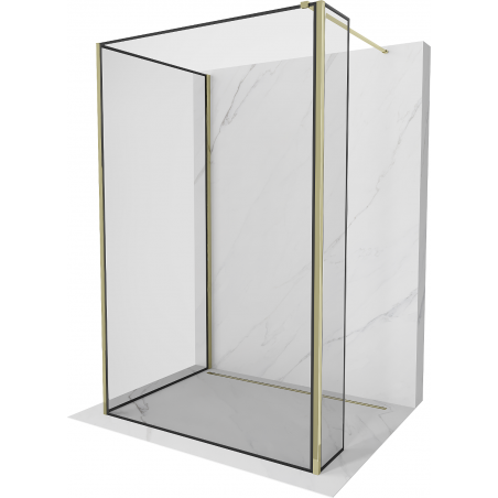 Mexen Kioto perete de duș Walk-in 130 x 120 x 40 cm, cadru negru, auriu - 800-130-120-221-50-70-040