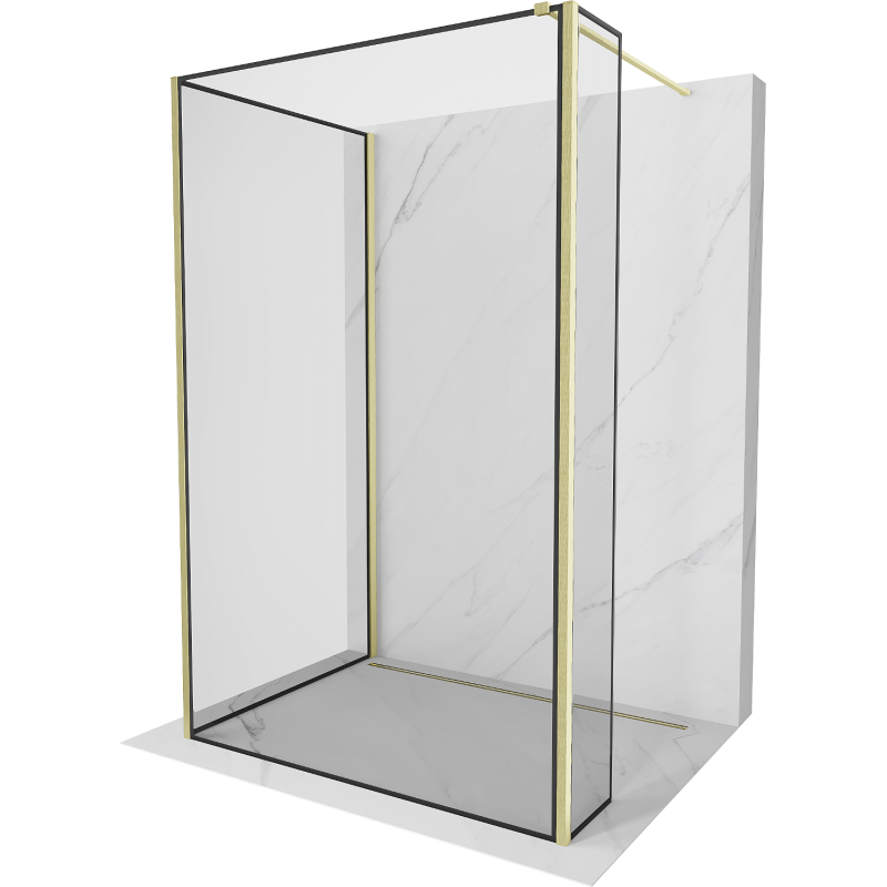 Mexen Kioto perete de duș Walk-in 120 x 80 x 40 cm, model negru, aur lustruit - 800-120-080-221-55-70-040