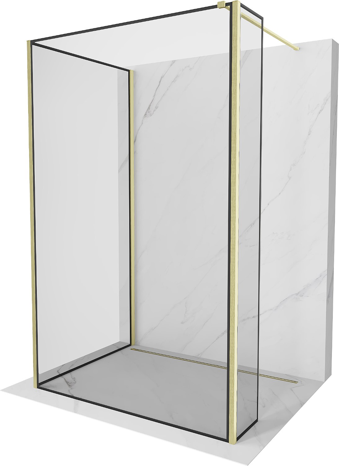 Mexen Kioto perete de duș Walk-in 120 x 80 x 40 cm, model negru, aur lustruit - 800-120-080-221-55-70-040