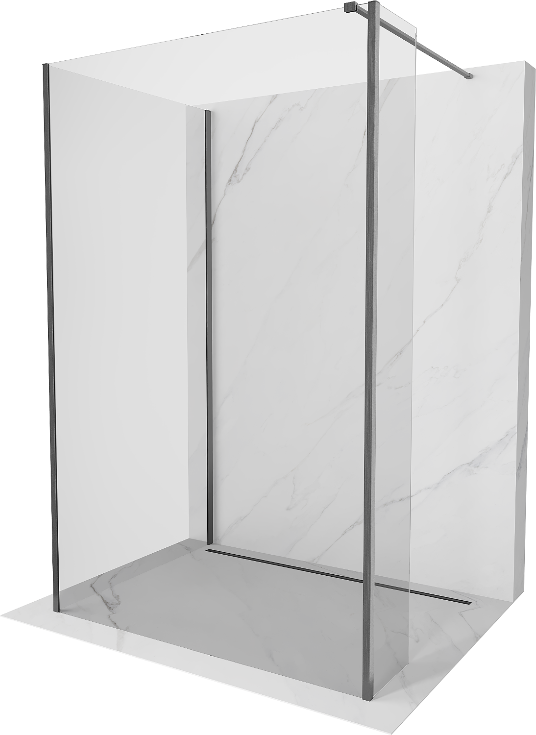 Mexen Kioto panou de duş Walk-in 95 x 90 x 30 cm, transparent, gri antracit periat - 800-095-090-221-66-00-030