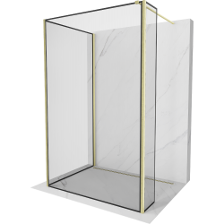 Mexen Kioto perete de duş Walk-in 110 x 90 x 40 cm, model negru, finisaj aurit - 800-110-090-221-55-70-040