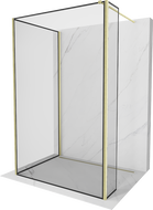 Mexen Kioto perete de duş Walk-in 120 x 120 x 40 cm, model negru, finisaj aurii periat - 800-120-120-221-55-70-040