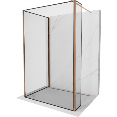 Mexen Kioto perete de duș Walk-in 90 x 80 x 30 cm, model negru, aur roz - 800-090-080-221-60-70-030