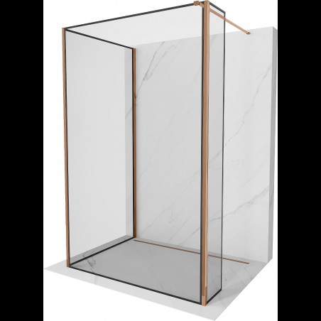 Mexen Kioto perete de duș Walk-in 140 x 100 x 30 cm, model negru, aur roz - 800-140-100-221-60-70-030