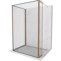 Mexen Kioto panou de duș Walk-in 130 x 100 x 30 cm, model negru, aur roz - 800-130-100-221-60-70-030