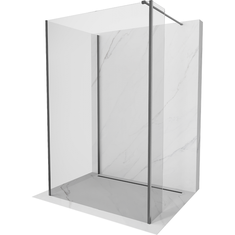 Mexen Kioto Walk-in zuhanyfal 90 x 70 x 40 cm, átlátszó, gun gray kefézett - 800-090-070-221-66-00-040