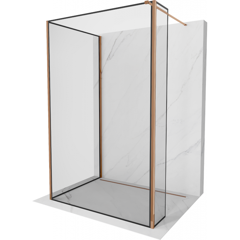 Mexen Kioto Walk-in zuhanyfal 90 x 80 x 40 cm, fekete minta, rózsaarany - 800-090-080-221-60-70-040