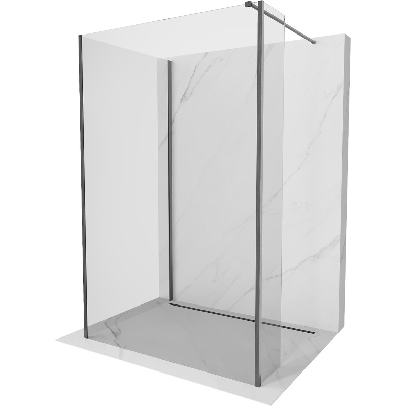 Mexen Kioto Walk-in zuhanyfal 100 x 100 x 40 cm, átlátszó, puska szürke szálcsiszolt - 800-100-100-221-66-00-040