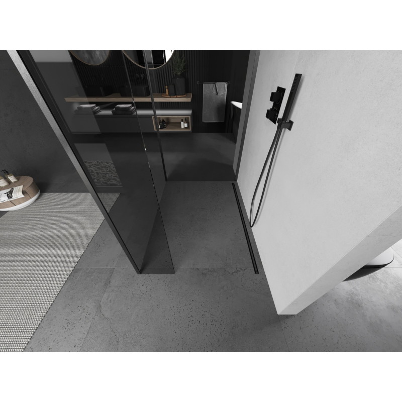 Mexen Kioto perete de duș walk-in 100 x 100 x 40 cm, transparent, gri închis periat - 800-100-100-221-66-00-040