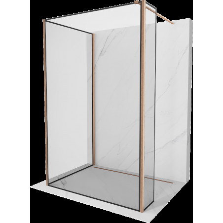 Mexen Kioto perete de duș Walk-in 100 x 70 x 30 cm, model negru, cupru periat - 800-100-070-221-65-70-030