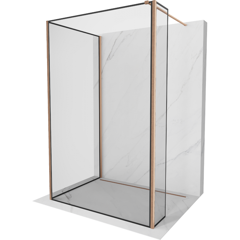 Mexen Kioto perete de duș Walk-in 120 x 110 x 30 cm, model negru, cupru periat - 800-120-110-221-65-70-030