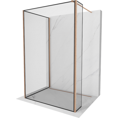 Mexen Kioto Walk-in zuhanyfal 140 x 70 x 40 cm, fekete mintázat, kefélt réz - 800-140-070-221-65-70-040
