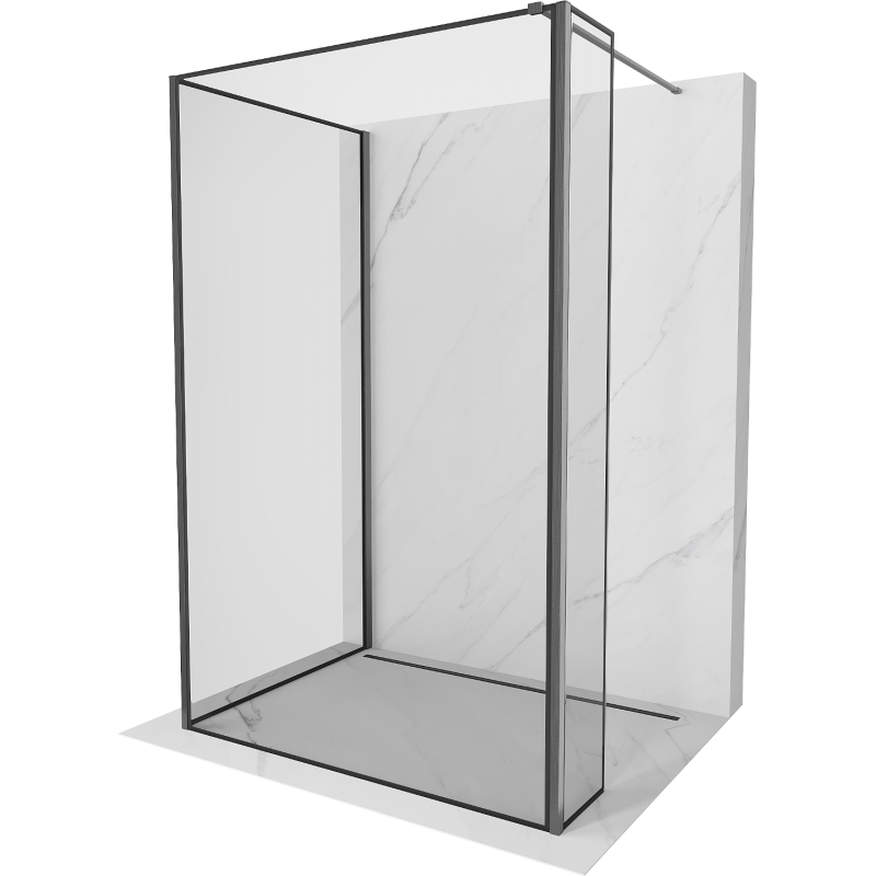 Mexen Kioto Şcianka prysznicowa Walk-in 90 x 70 x 40 cm, model negru, finisaj gun gray periat - 800-090-070-221-66-70-040
