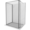 Mexen Kioto panou de duș Walk-in 140 x 100 x 40 cm, cadru negru, gun gray periat - 800-140-100-221-66-70-040