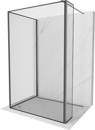 Mexen Kioto panou de duș Walk-in 140 x 100 x 40 cm, cadru negru, gun gray periat - 800-140-100-221-66-70-040
