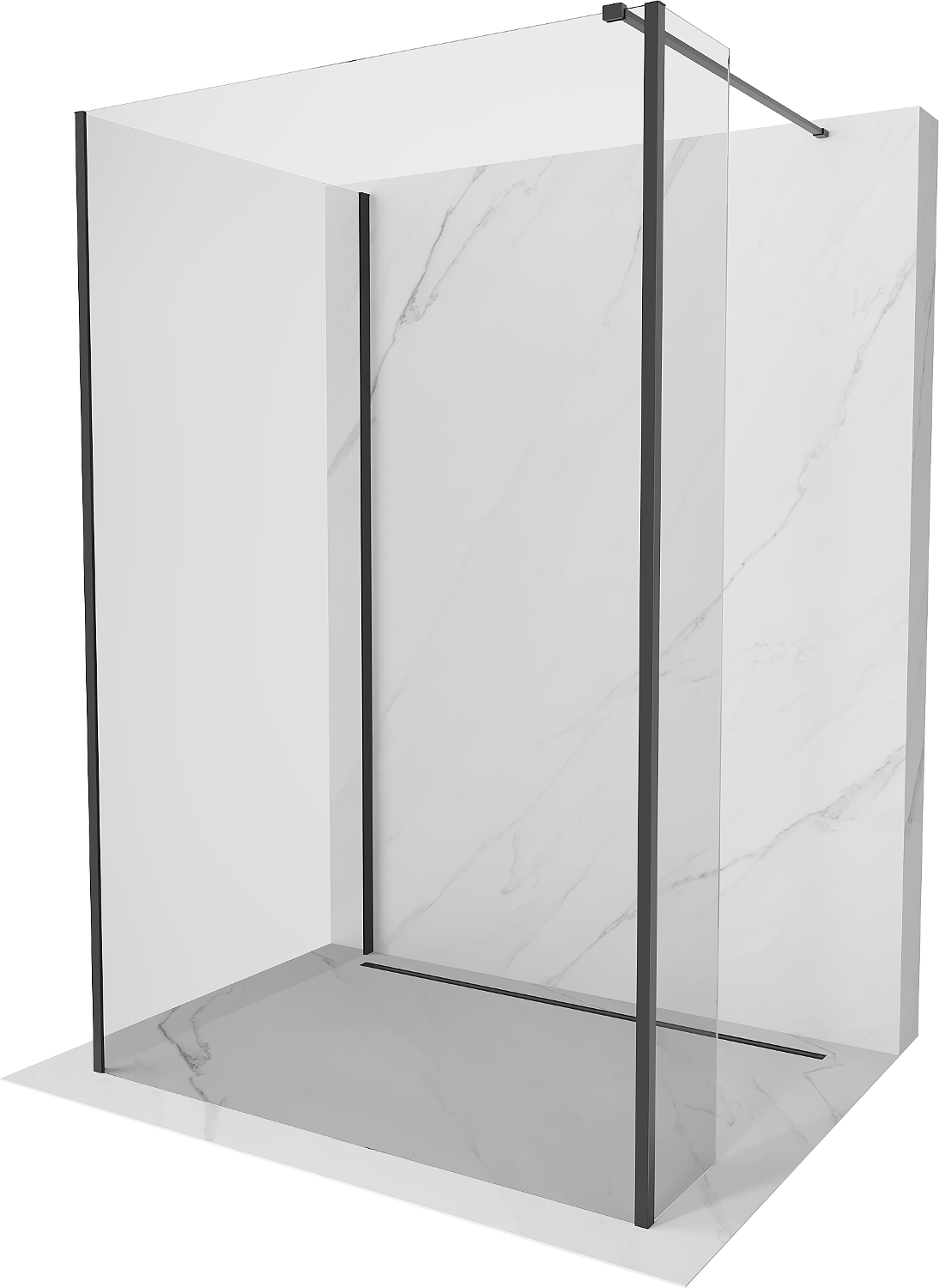 Mexen Kioto perete de duș Walk-in 140 x 80 x 30 cm, transparent, negru - 800-140-080-221-70-00-030