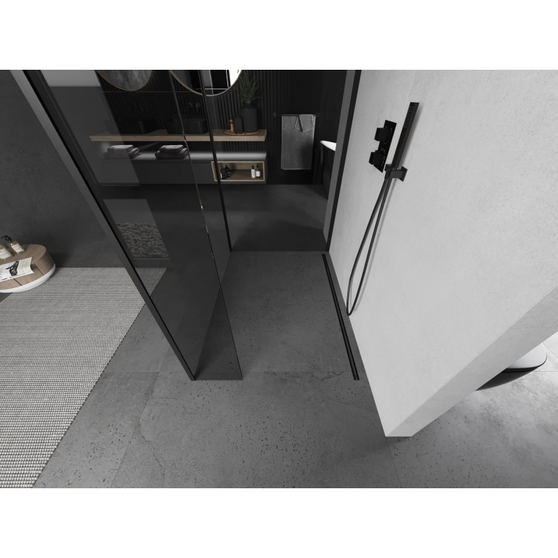 Mexen Kioto panou de duș Walk-in 125 x 70 x 40 cm, transparent, negru - 800-125-070-221-70-00-040