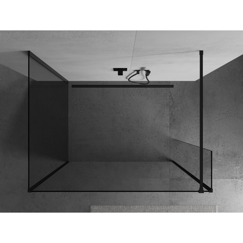 Mexen Kioto Walk-in zuhanyfal 125 x 70 x 40 cm, átlátszó, fekete - 800-125-070-221-70-00-040