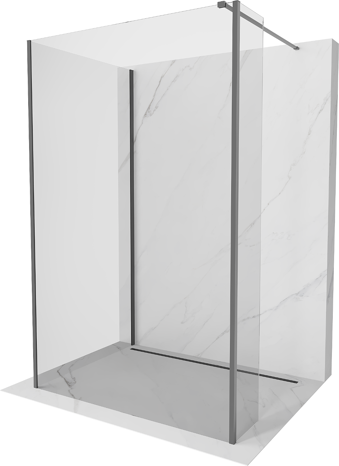 Mexen Kioto perete de duș Walk-in 120 x 70 x 30 cm, transparent, gun metal - 800-120-070-221-95-00-030