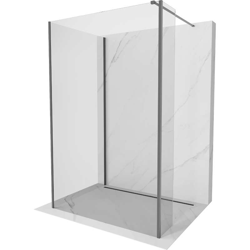 Mexen Kioto panou duș Walk-in 135 x 70 x 30 cm, transparent, gun metal - 800-135-070-221-95-00-030