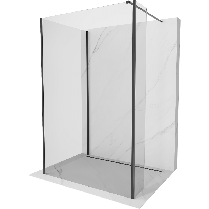 Mexen Kioto paravan de dus Walk-in 120 x 95 x 40 cm, transparent, negru - 800-120-095-221-70-00-040