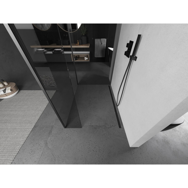 Mexen Kioto Walk-in zuhanyfal 120 x 120 x 30 cm, átlátszó, sötétszürke fém - 800-120-120-221-95-00-030