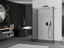Mexen Kioto Walk-in zuhanyfal 140 x 120 x 40 cm, áttetsző, fekete - 800-140-120-221-70-00-040