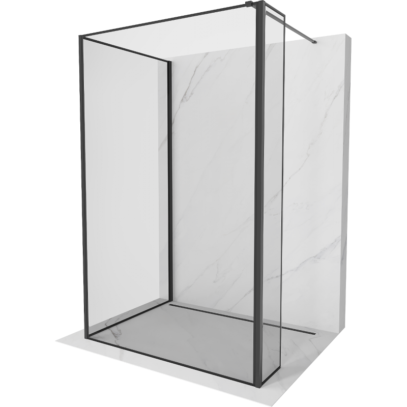 Mexen Kioto perete de duș Walk-in 140 x 120 x 30 cm, cadru negru, negru - 800-140-120-221-70-70-030