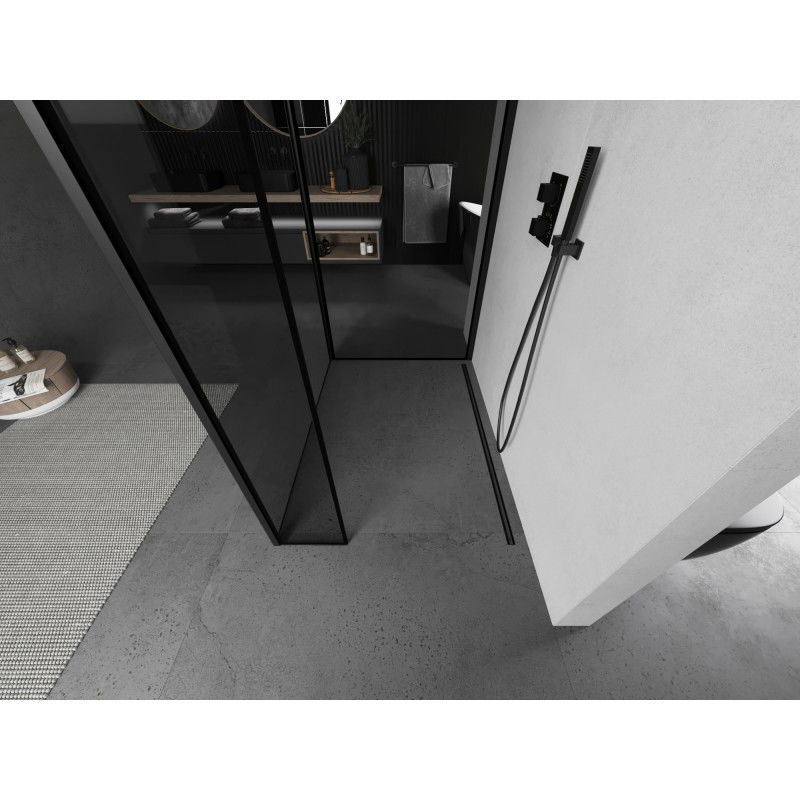 Mexen Kioto perete de duș Walk-in 120 x 120 x 30 cm, cadru negru, negru - 800-120-120-221-70-70-030