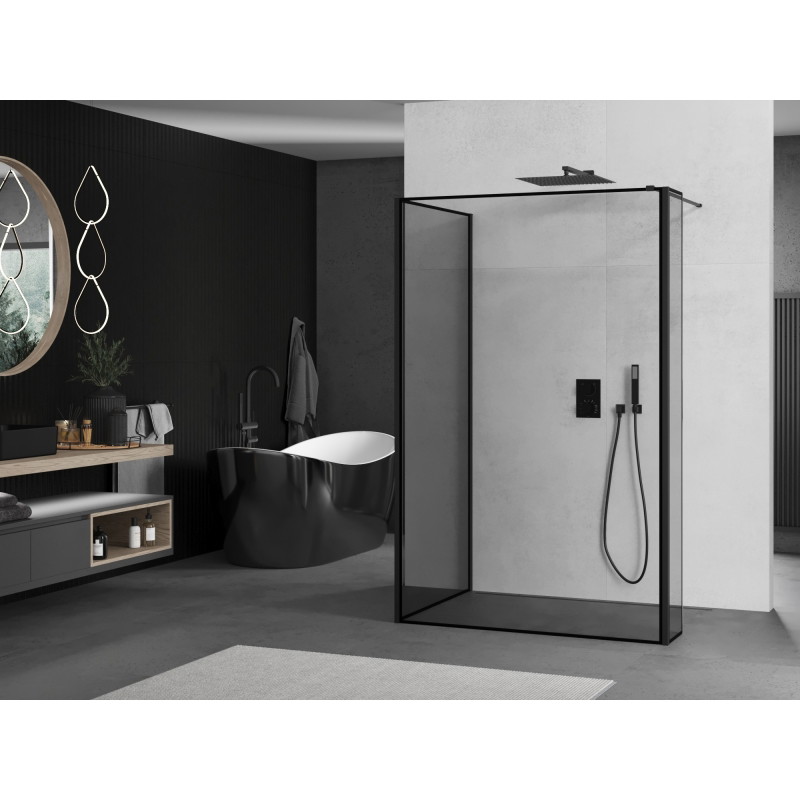 Mexen Kioto Walk-in zuhanyfal 120 x 80 x 40 cm, fekete keret, fekete - 800-120-080-221-70-70-040