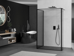 Mexen Kioto Walk-in zuhanyfal 120 x 80 x 40 cm, fekete keret, fekete - 800-120-080-221-70-70-040