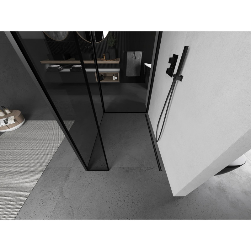 Mexen Kioto Walk-in zuhanyfal 120 x 80 x 40 cm, fekete keret, fekete - 800-120-080-221-70-70-040