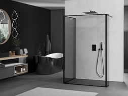 Mexen Kioto perete duș Walk-in 140 x 120 x 40 cm, model negru, negru - 800-140-120-221-70-70-040