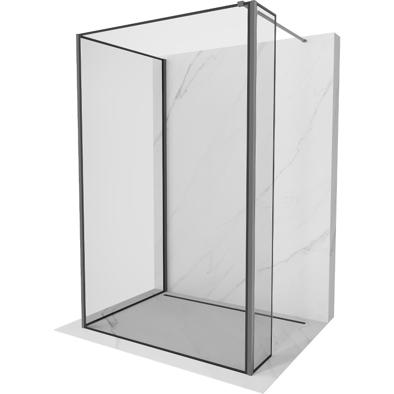 Mexen Kioto Walk-in zuhanyfal 90 x 80 x 30 cm, fekete keret, gun metal - 800-090-080-221-95-70-030