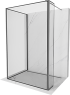 Mexen Kioto perete de duș Walk-in 130 x 100 x 30 cm, cadru negru, gun metal - 800-130-100-221-95-70-030